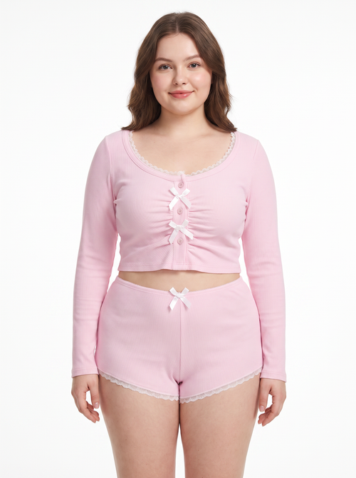 Angelic Allure Lacey Bow Crop Top