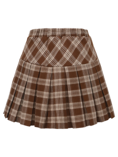 Girly Plaid pleated high rise skirt in brown by Angel Ruche, photo 4