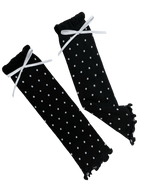 Polka dot leg warmers in black, balletcore accessory by Angel Ruche