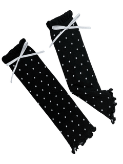 Polka dot leg warmers in black, balletcore accessory by Angel Ruche
