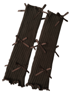 Layered bow leg warmers in brown, balletcore accessory by Angel Ruche