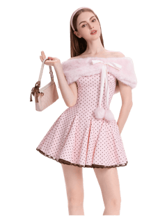 Dolly polka dot dress with petticoat in pink mocha by Angel Ruche, photo 18