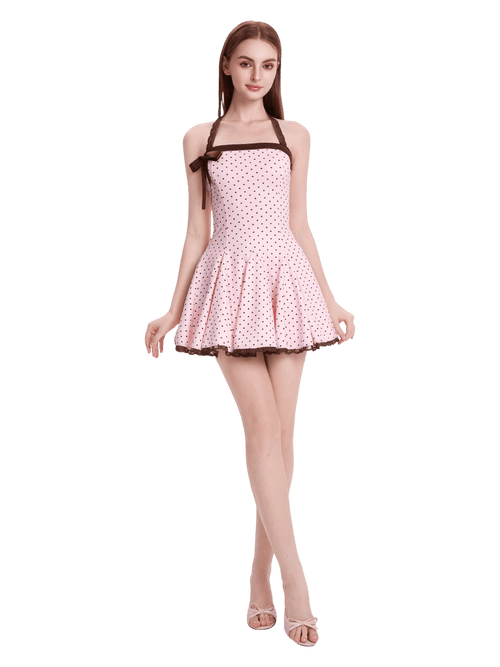 Dolly polka dot dress with petticoat in pink mocha by Angel Ruche, photo 13