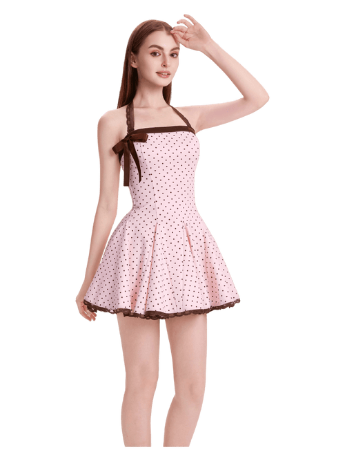 Dolly polka dot dress with petticoat in pink mocha by Angel Ruche, photo 15