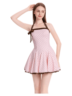 Dolly polka dot dress with petticoat in pink mocha by Angel Ruche, photo 17