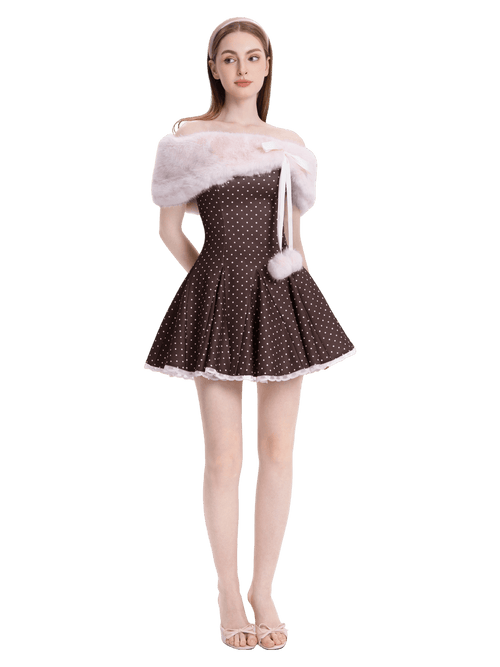 Dolly polka dot dress with petticoat in chocolate by Angel Ruche, photo 17