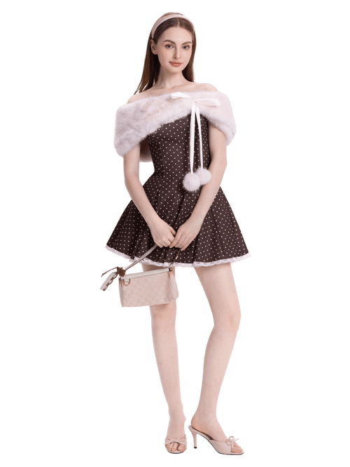 Dolly polka dot dress with petticoat in chocolate by Angel Ruche, photo 18