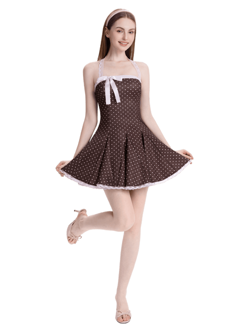 Dolly polka dot dress with petticoat in chocolate by Angel Ruche, photo 12