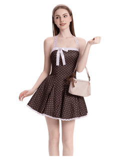 Dolly polka dot dress with petticoat in chocolate by Angel Ruche, photo 16