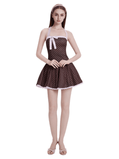 Dolly polka dot dress with petticoat in chocolate by Angel Ruche, photo 11
