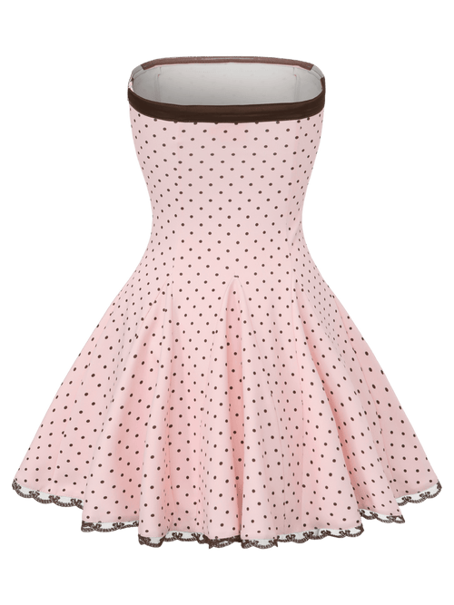Dolly polka dot dress with petticoat in pink mocha by Angel Ruche, photo 10