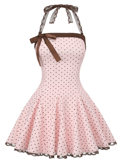 Dolly polka dot dress with petticoat in pink mocha by Angel Ruche, photo 9