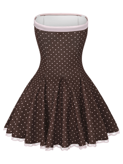 Dolly polka dot dress with petticoat in chocolate by Angel Ruche, photo 10