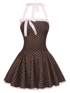 Dolly polka dot dress with petticoat in chocolate by Angel Ruche, photo 9