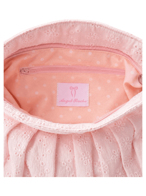 Coquette eyelet shell button bag in pink by Angel Ruche, photo 5