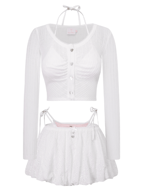 Coquette cotton eyelet bubble skirt in white by Angel Ruche, photo 9