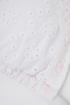 Coquette cotton eyelet bikini top in white by Angel Ruche, photo 9