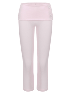 Whimsy Doll cotton polka dot fold over capri pants in pink, coquette activewear by Angel Ruche