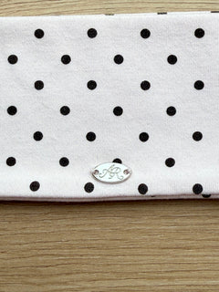 Whimsy Doll cotton active headband in brown polka dot by Angel Ruche, photo 5
