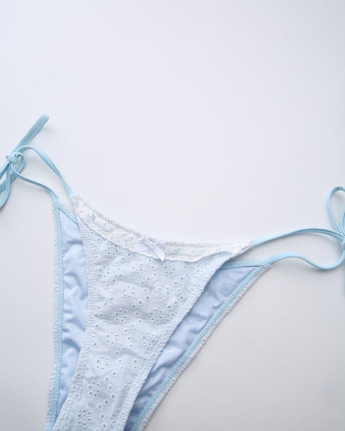 Coquette cotton eyelet bikini in baby blue by Angel Ruche, photo 11