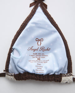 Coquette cotton eyelet bikini in brown by Angel Ruche, photo 16