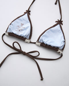 Coquette cotton eyelet bikini in brown by Angel Ruche, photo 15