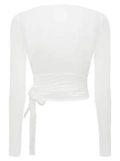 Whimsy Doll pilates wrap cardigan in white by Angel Ruche, photo 10