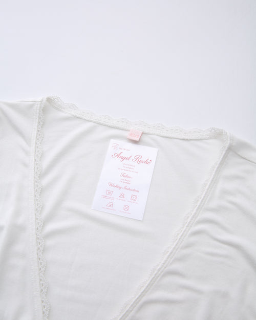 Whimsy Doll pilates wrap cardigan in white by Angel Ruche, photo 11