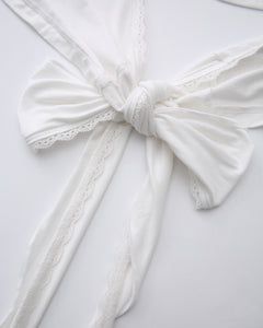 Whimsy Doll pilates wrap cardigan in white by Angel Ruche, photo 18