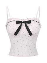 Sweetheart Cotton Polka Dot Pointelle Top (Pink)