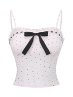 Sweetheart cotton polka dot pointelle top in pink, coquette top by Angel Ruche