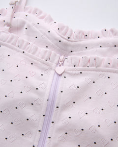 Sweetheart polka dot pointelle top in pink by Angel Ruche, photo 18