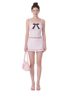Sweetheart cotton polka dot pointelle set in pink, coquette loungewear set by Angel Ruche