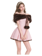 Sugar Pom fur pullover shoulder cape in brown, coquette winter accessory by Angel Ruche