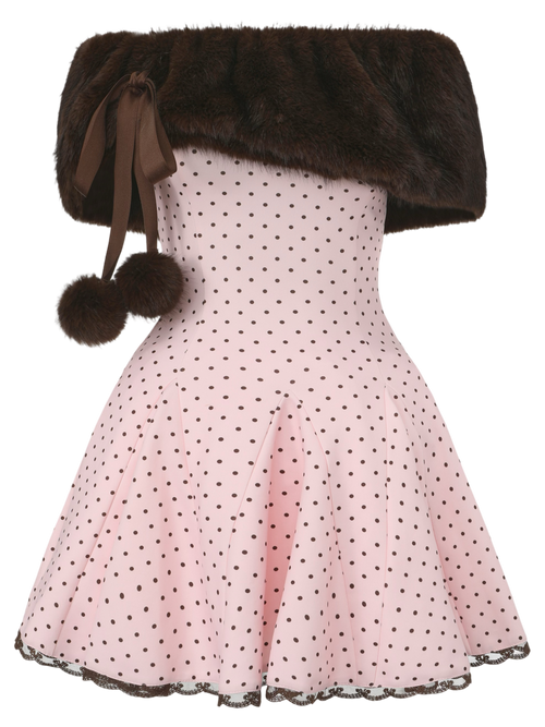 Dolly polka dot dress with petticoat in pink mocha by Angel Ruche, photo 11