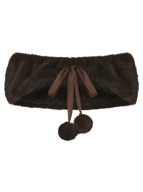 Sugar Pom fur shoulder cape in brown by Angel Ruche, photo 2