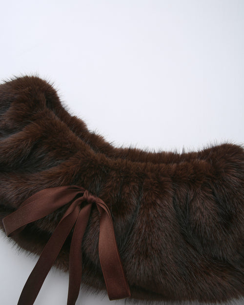 Sugar Pom fur shoulder cape in brown by Angel Ruche, photo 14