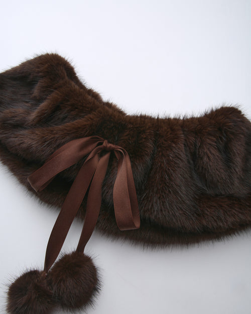 Sugar Pom fur shoulder cape in brown by Angel Ruche, photo 13