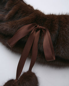 Sugar Pom fur shoulder cape in brown by Angel Ruche, photo 15