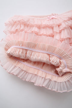 Delicate chiffon ruffle shorts in rose pink by Angel Ruche, photo 23