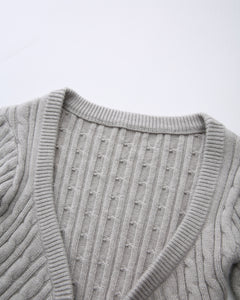 Lovergirl tie front cable knit cardigan in grey by Angel Ruche, photo 13