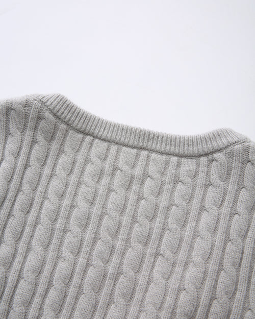 Lovergirl tie front cable knit cardigan in grey by Angel Ruche, photo 18