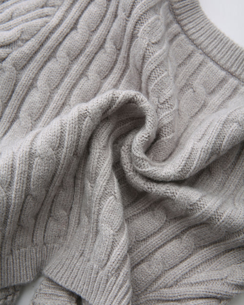 Lovergirl tie front cable knit cardigan in grey by Angel Ruche, photo 19