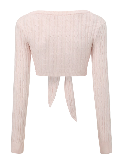 Lovergirl tie front cable knit cardigan in pink by Angel Ruche, photo 10
