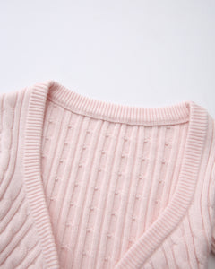 Lovergirl tie front cable knit cardigan in pink by Angel Ruche, photo 16