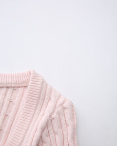 Lovergirl tie front cable knit cardigan in pink by Angel Ruche, photo 17