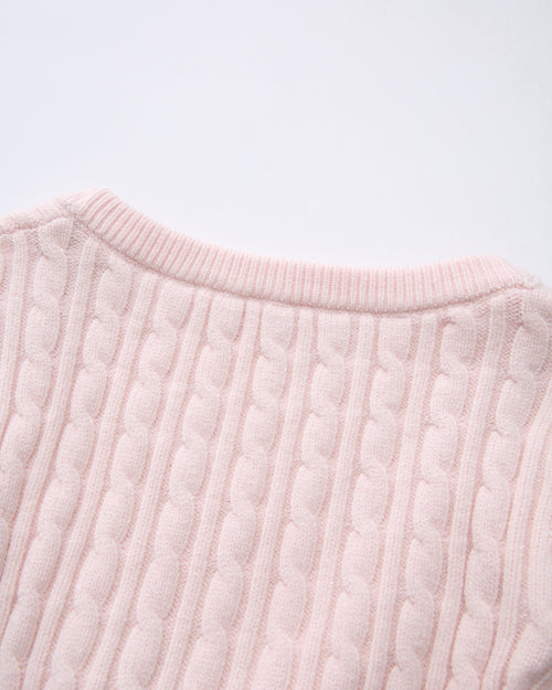 Lovergirl tie front cable knit cardigan in pink by Angel Ruche, photo 22