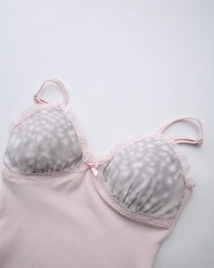 Snow Deer Print Chiffon Cotton Cami(Grey)