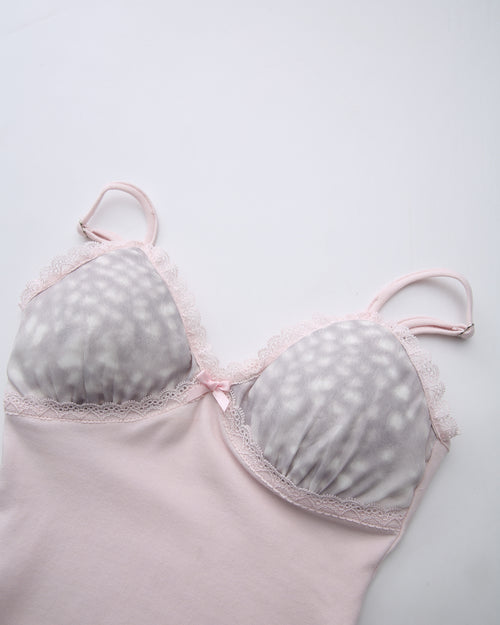 Snow Deer Print Chiffon Cotton Cami(Grey)