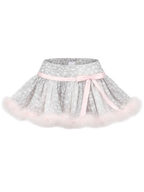 Snow Deer Print Chiffon Fur Mini Skirt(Grey)